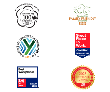 2022 Workplace awards: Canada's Top 100 Employers, Greater Toronto's Top Employers, Canadian Compassionate Companies, Canada's Top Family-Friendly Employers, Canada's Top Employers for Young People